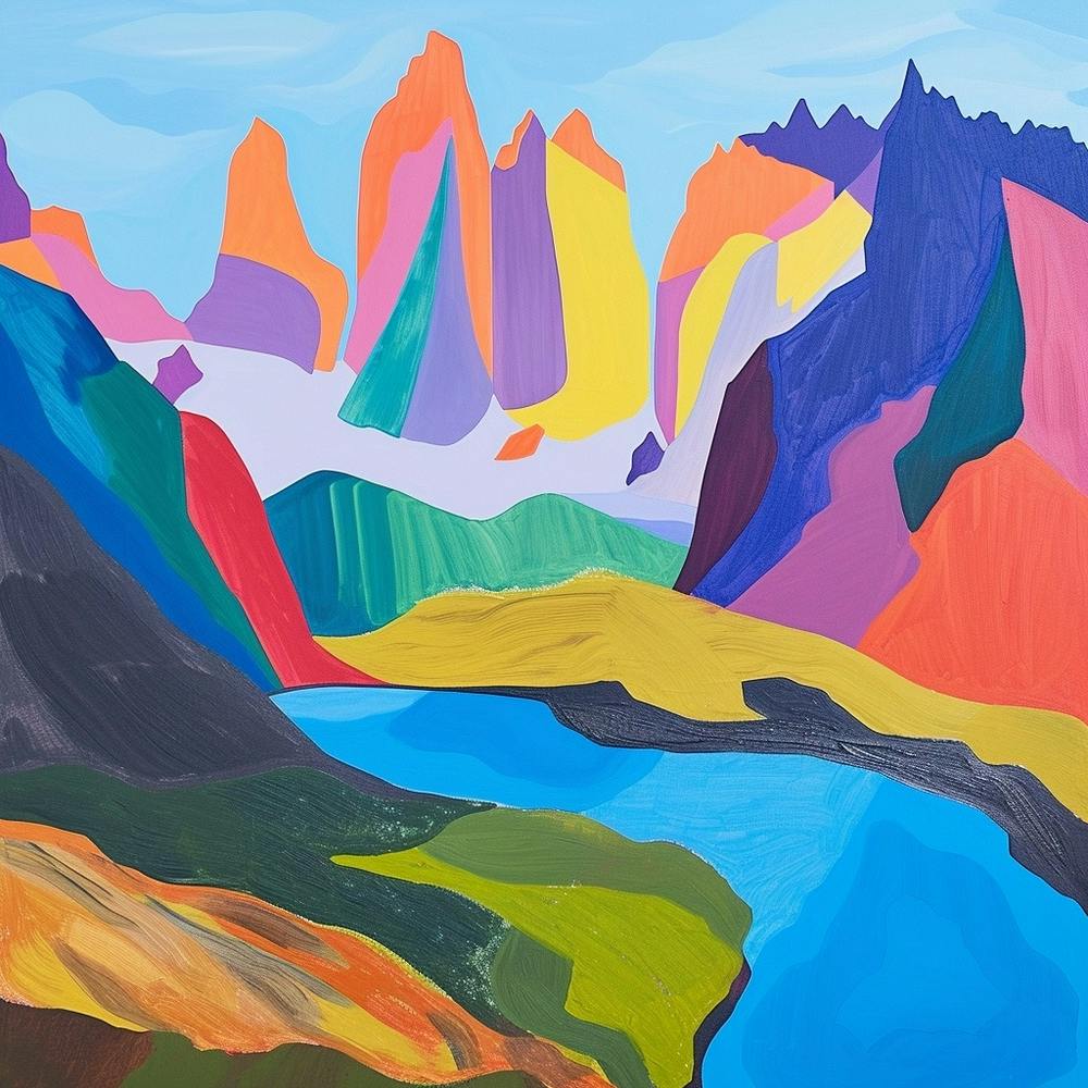 Abstract Travel Collection Torres Del Paine National Park Chile 2