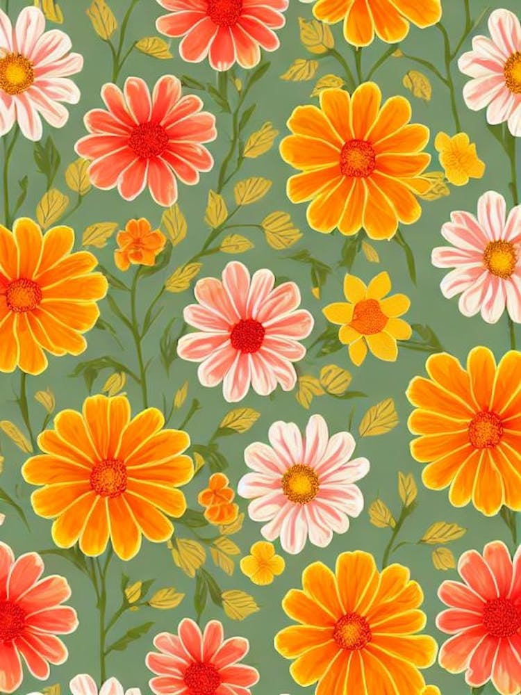 Marigold Repeat Retro Flower
