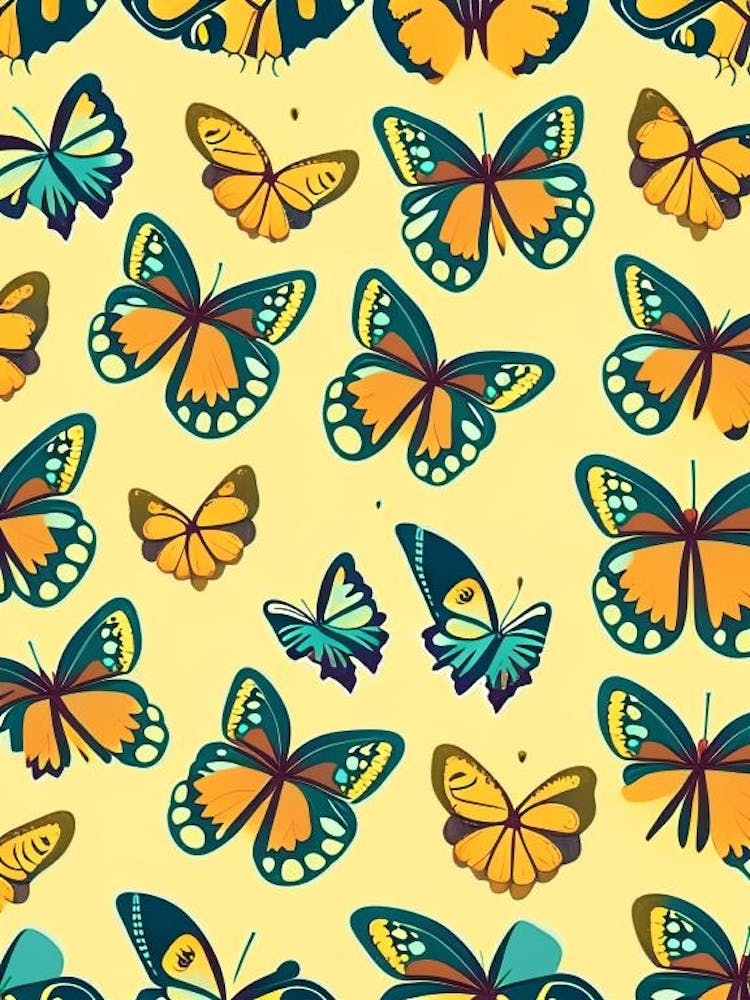 Butterfly Repeat Pattern Retro Illustration 1