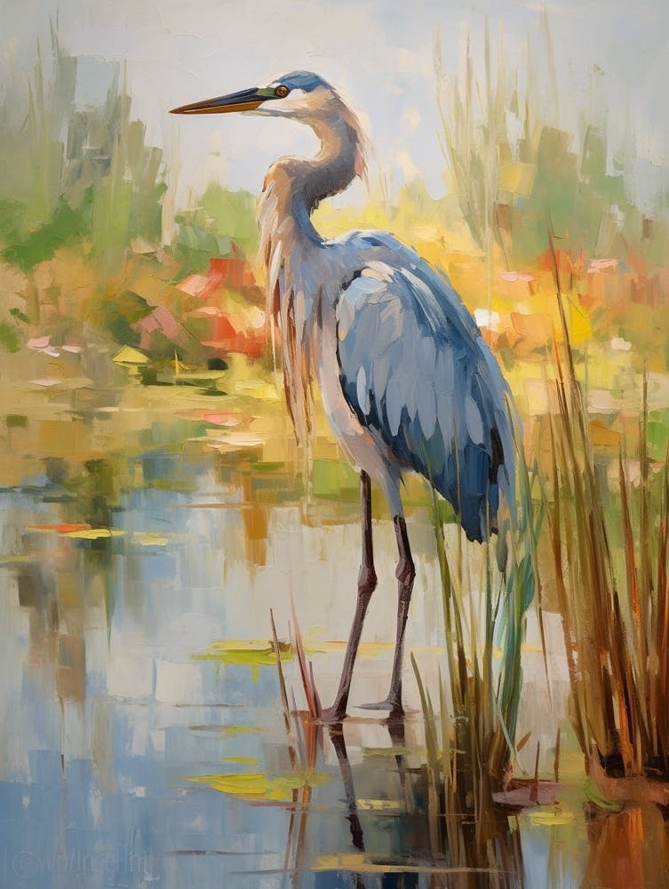 Bird Painting Great Blue Heron 2