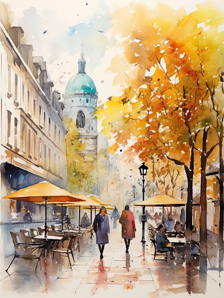 Munich Germany, In Autumn Fall, Watercolour 3