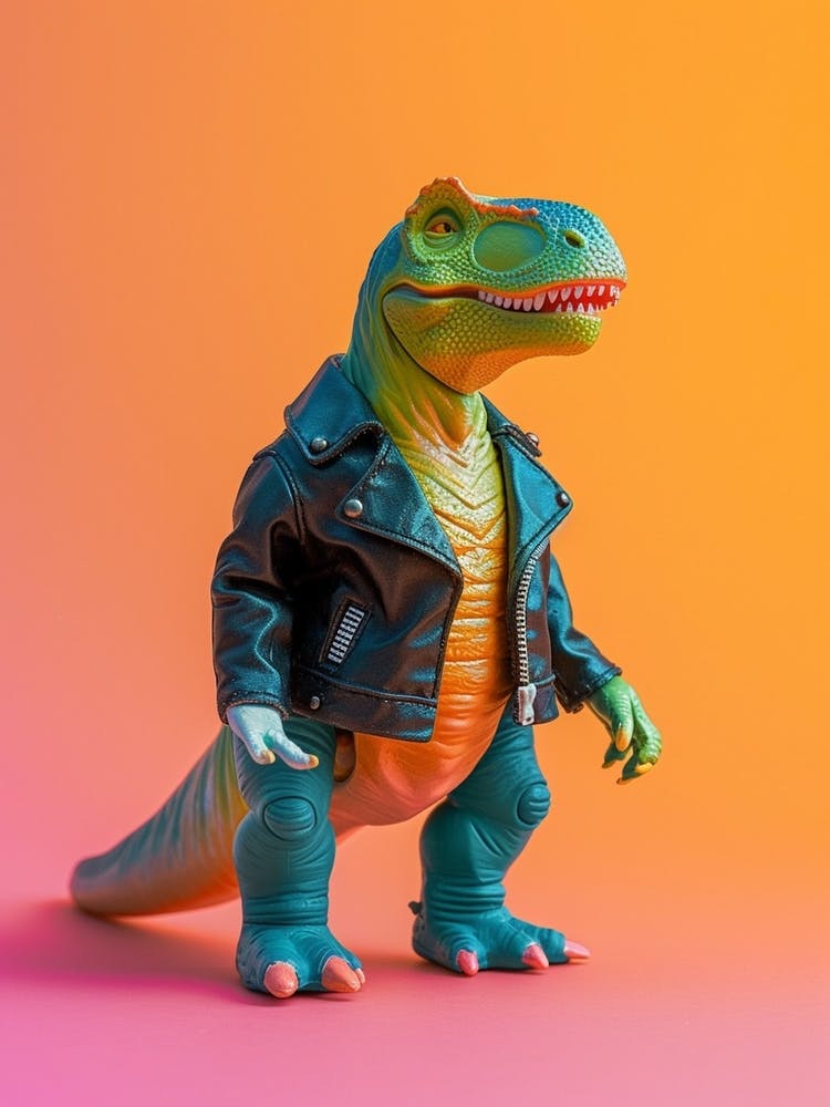 Punky Dinosaur In A Leather Jacket 1