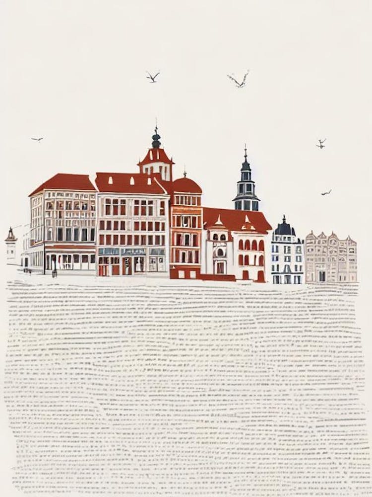 Krakow Main Square 3 Krakow Boho Landmark Illustration