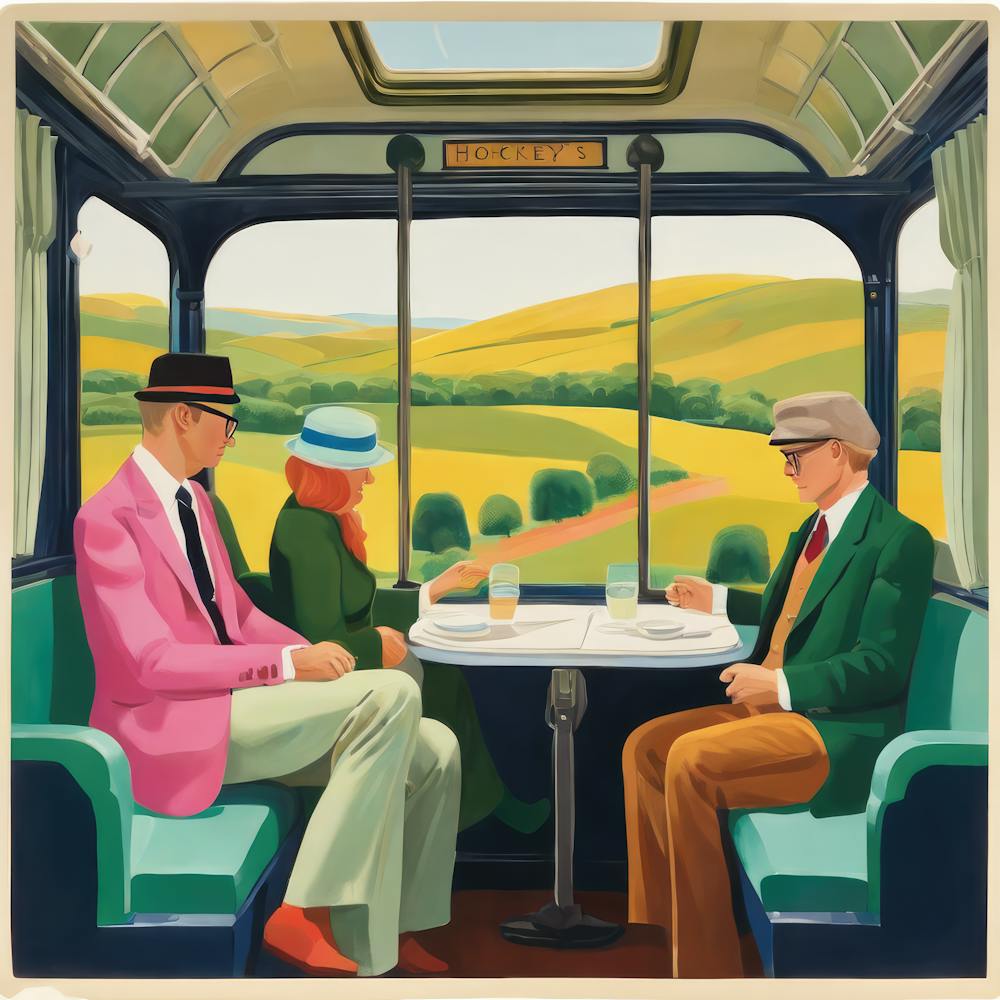 Vintage Train Journey Series: David Hockney Style 1