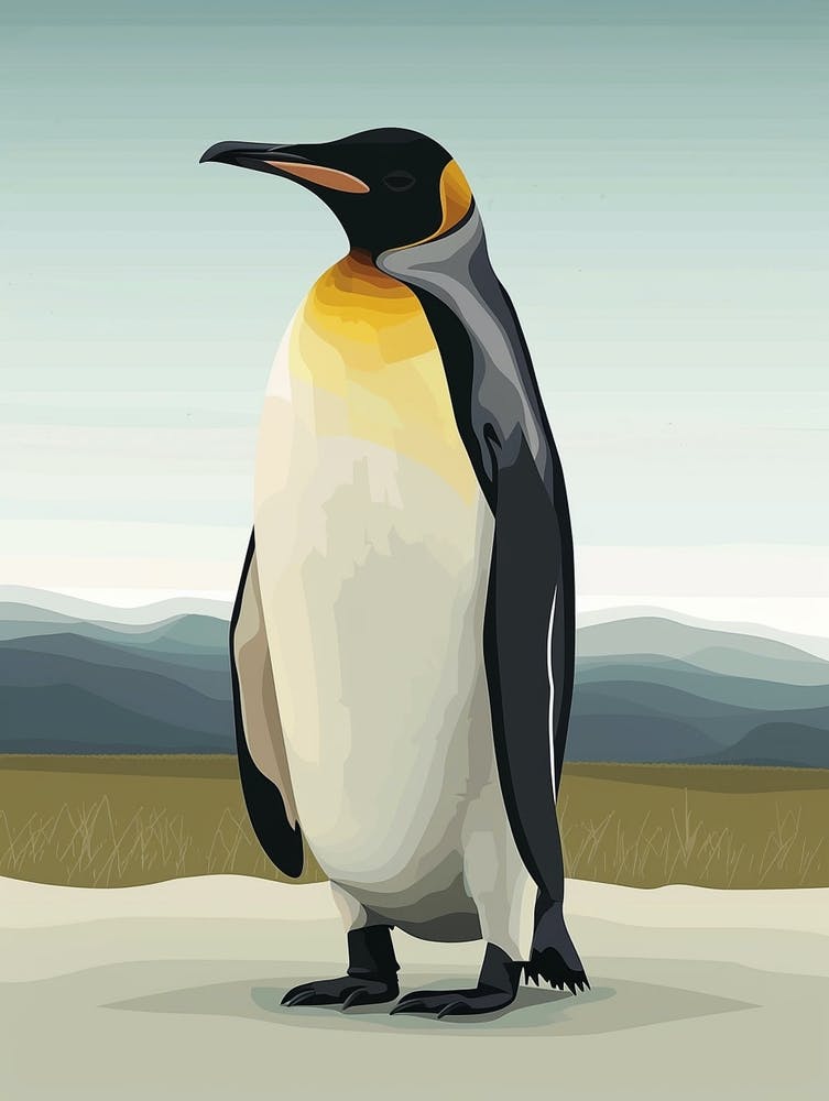 Emperor Penguin Salisbury Plain Minimalist Illustration 1