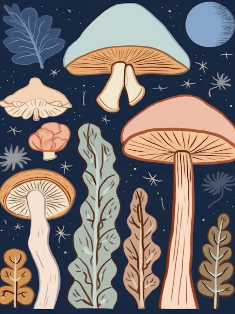 Magic Spring Mushrooms Illustration 4