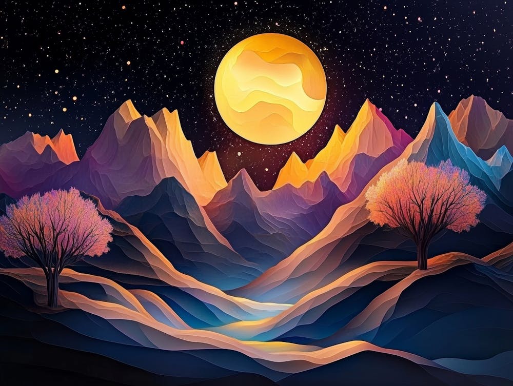 3d Modern Art With Drawing Modern Landscape 1