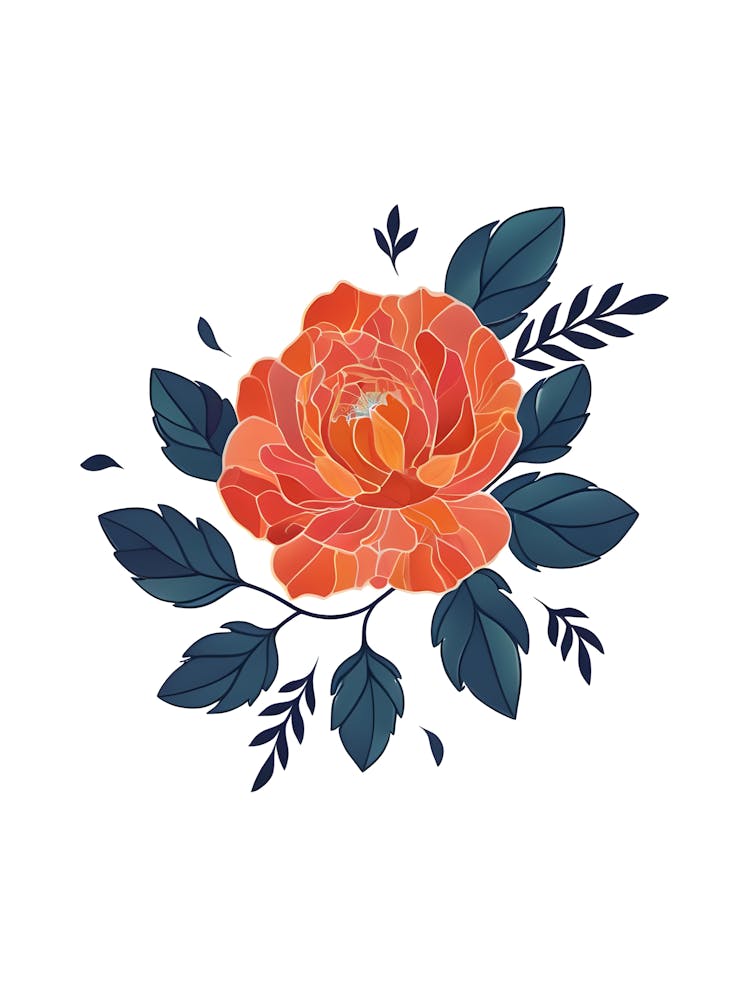 Orange Rose On A White Background