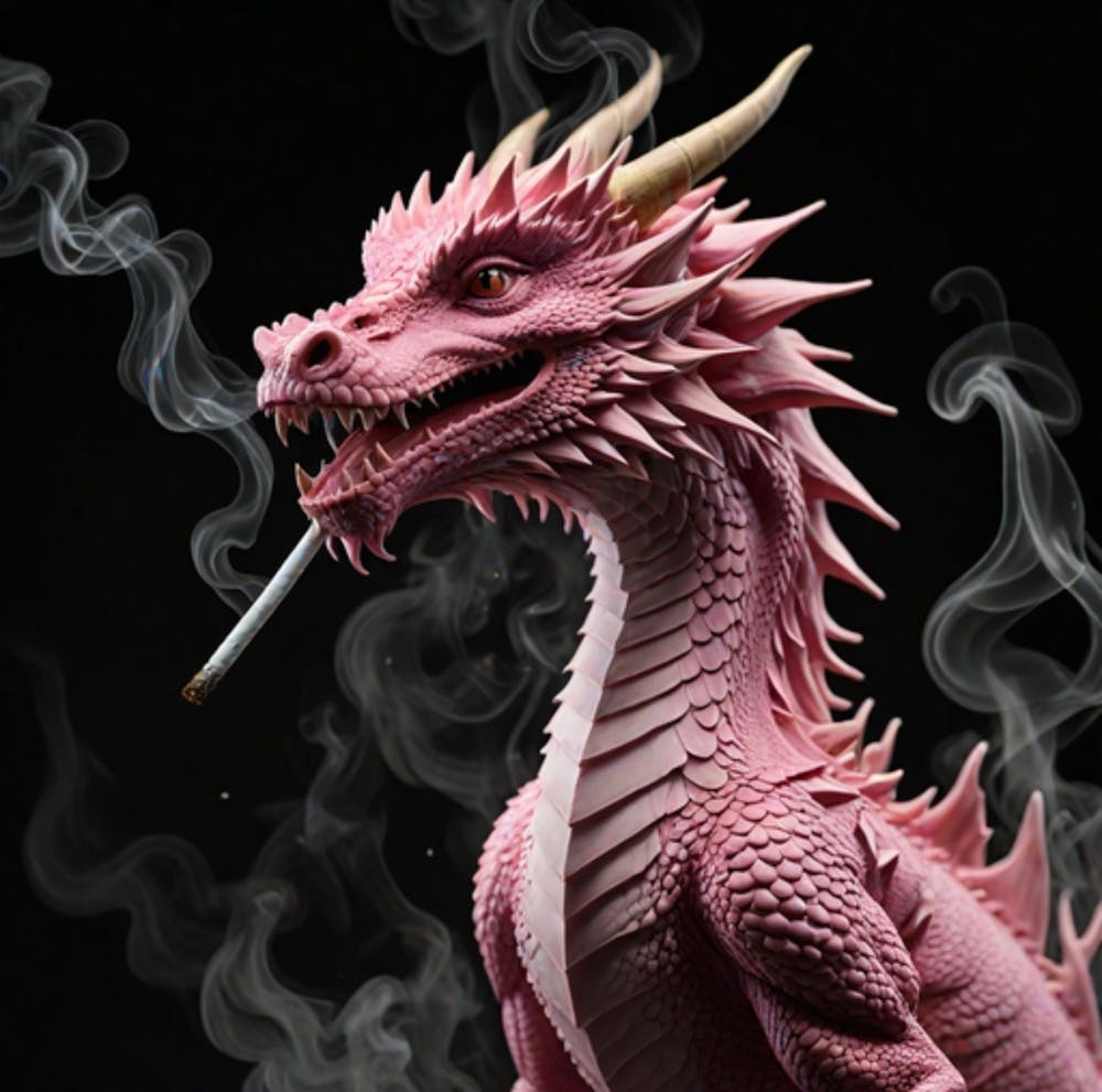 Pink Dragon Smoking A Cigarette