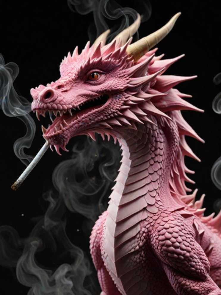 Pink Dragon Smoking A Cigarette