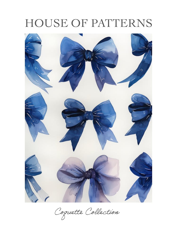 Blue Lace Bows 4 Pattern Poster