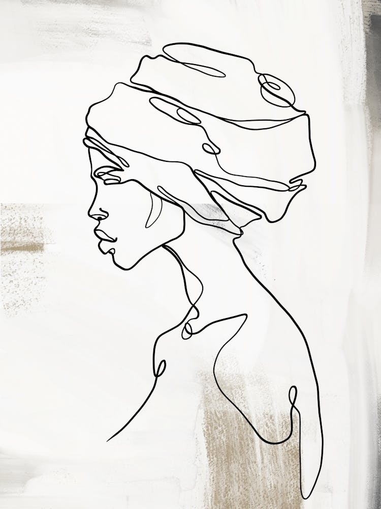 Female Face One Line Drawing