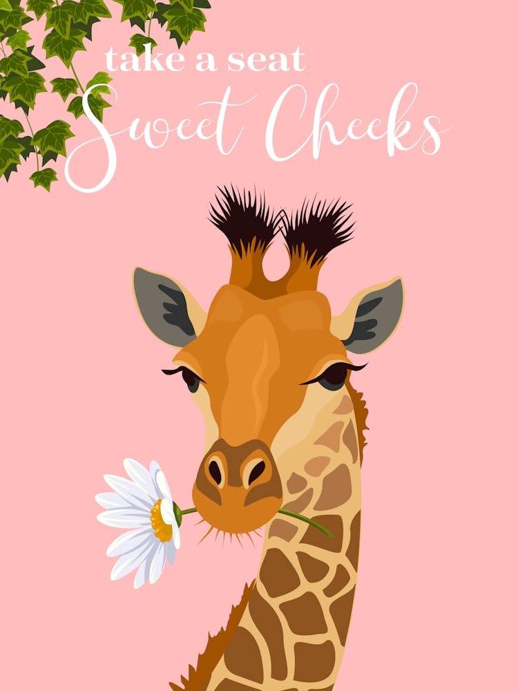 Take A Seat Sweet Cheeks Pink Giraffe