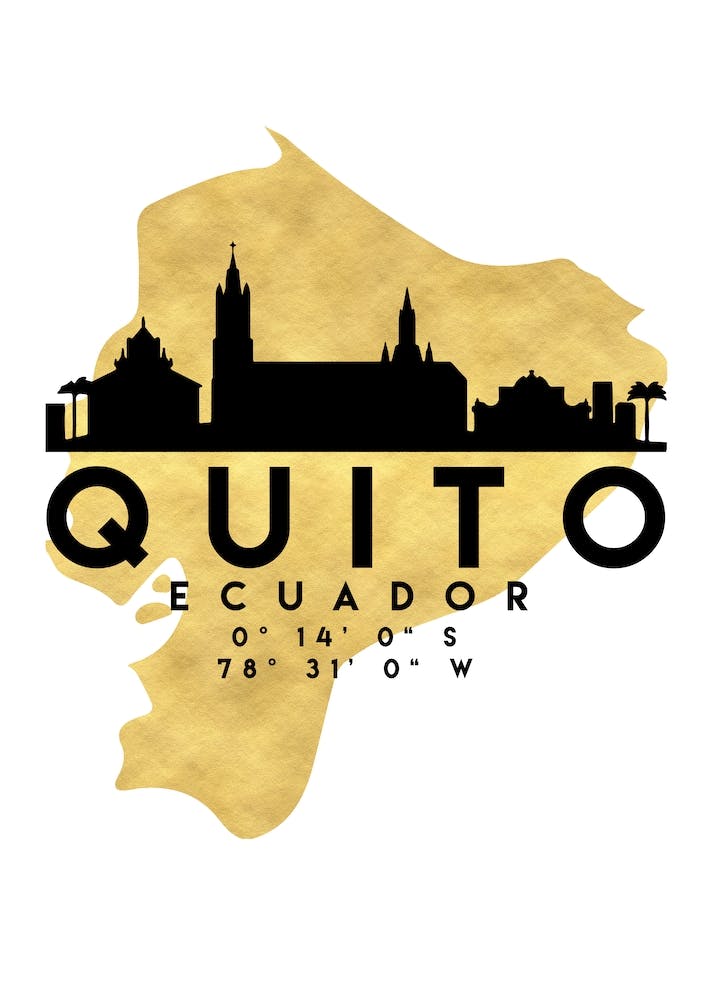 Quito Ecuador Silhouette City Skyline Map
