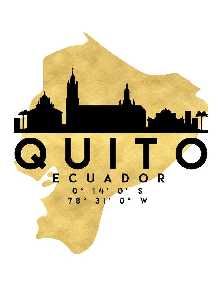 Quito Ecuador Silhouette City Skyline Map