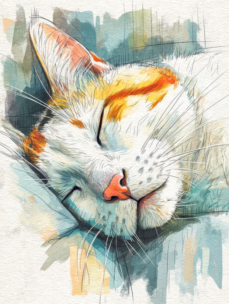 Watercolor Cat On The Couch 9