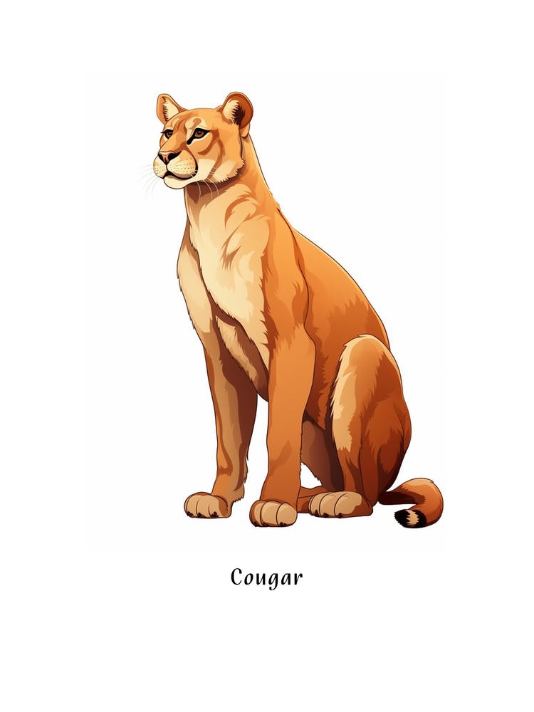 Cougar Kids Animal Poster