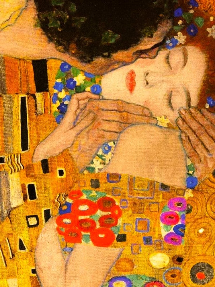 Gustav Klimt, The Kiss, Close Up Detail HD