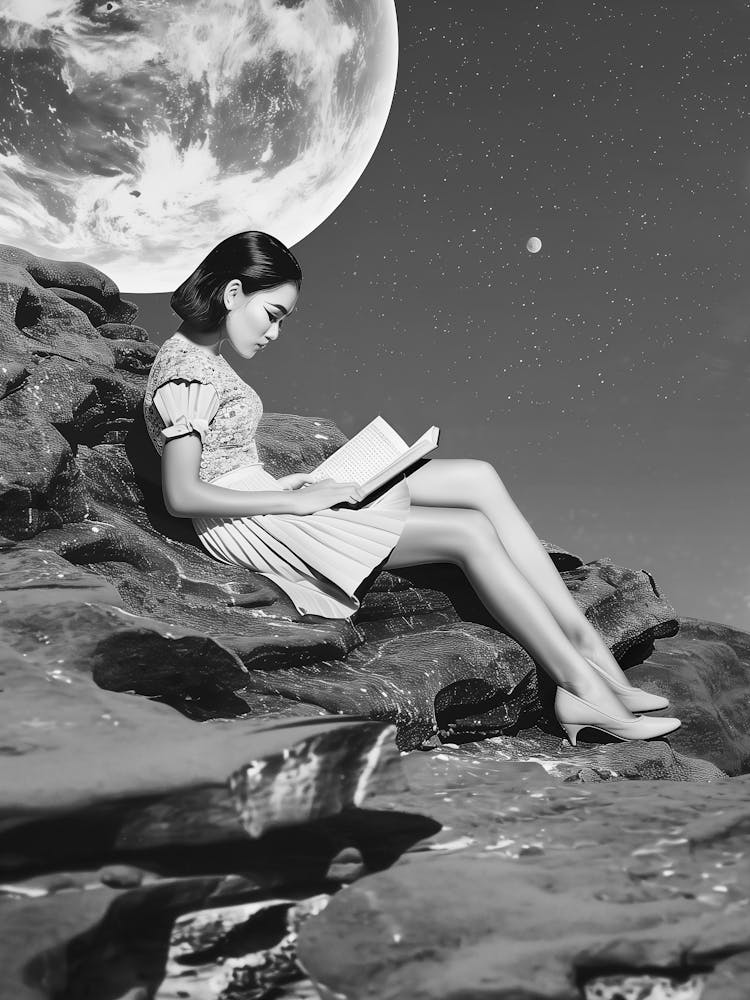 Woman Reading In The Moonlight