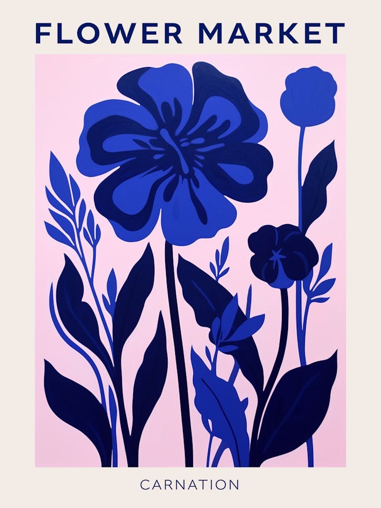 Blue Flower Market Poster Carnation 3