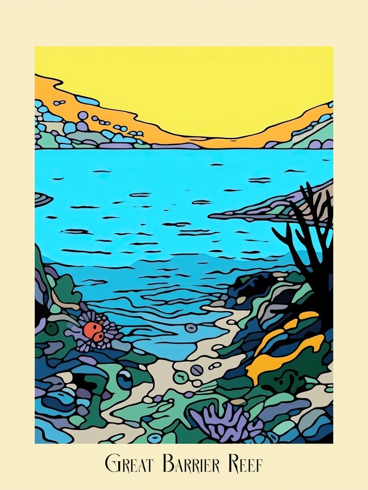 Poster Of Minimal Design Style Of Great Barrier Reef, Australia 2
