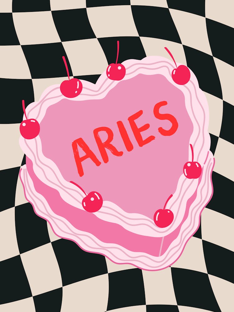 Aries Zodiac Heart Cake