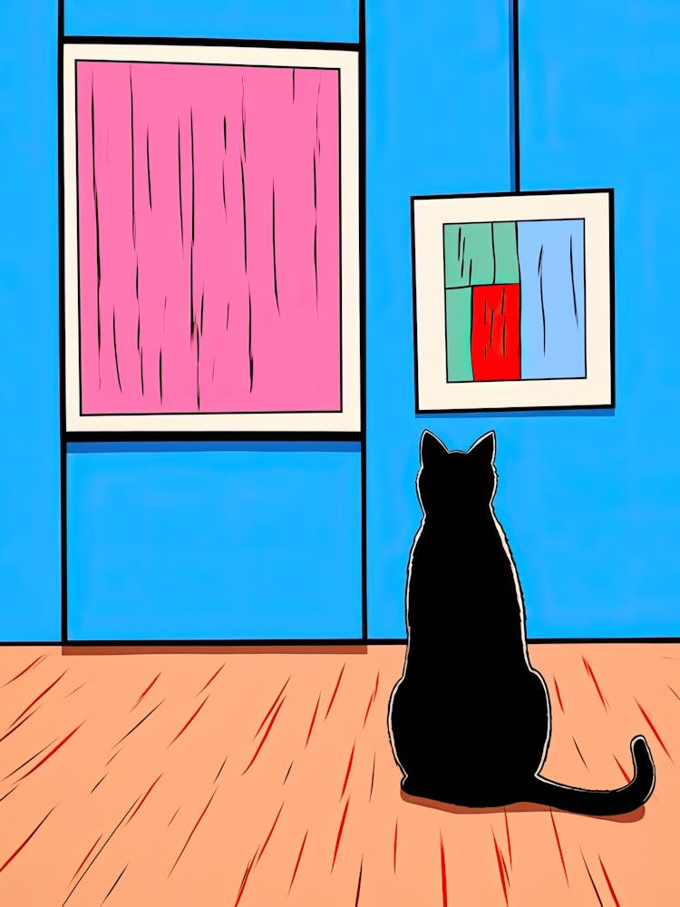 A Black Cat Looking At Art