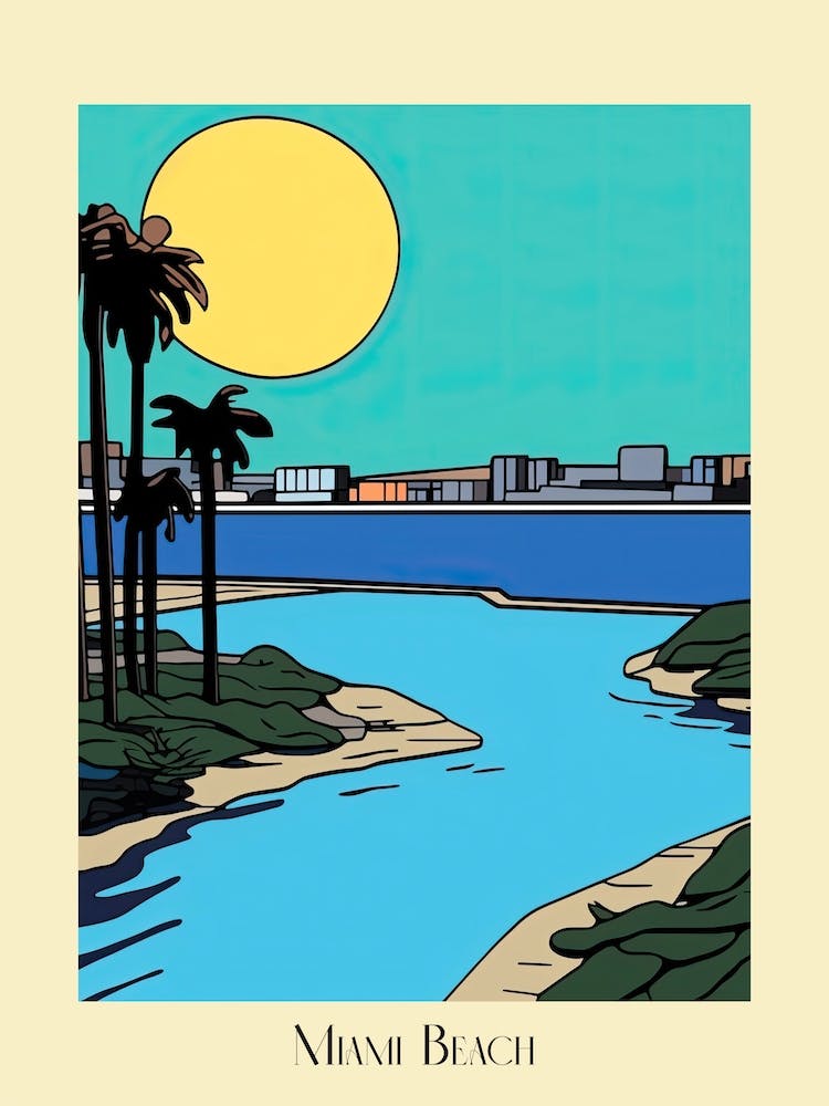 Poster Of Minimal Design Style Of Miami Beach, Usa 5