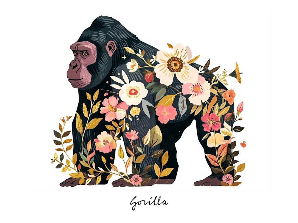 Little Floral Gorilla 1 Poster