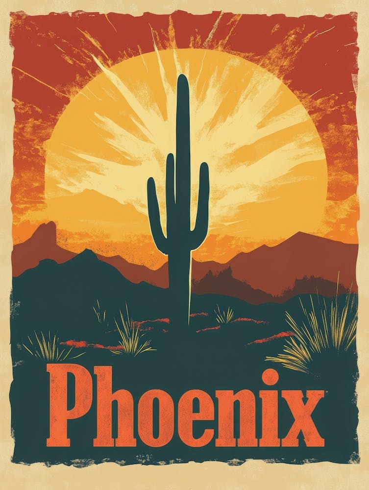 Aihrgdesign A Vintage Travel Poster Of Phoenix Featuring The 5