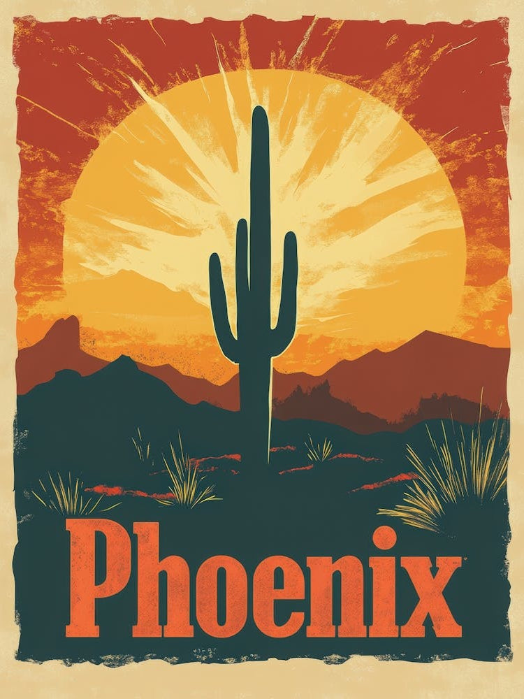 Aihrgdesign A Vintage Travel Poster Of Phoenix Featuring The 5