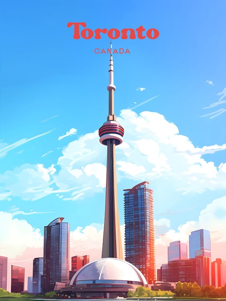 Toronto Canada CN Tower Travel Art