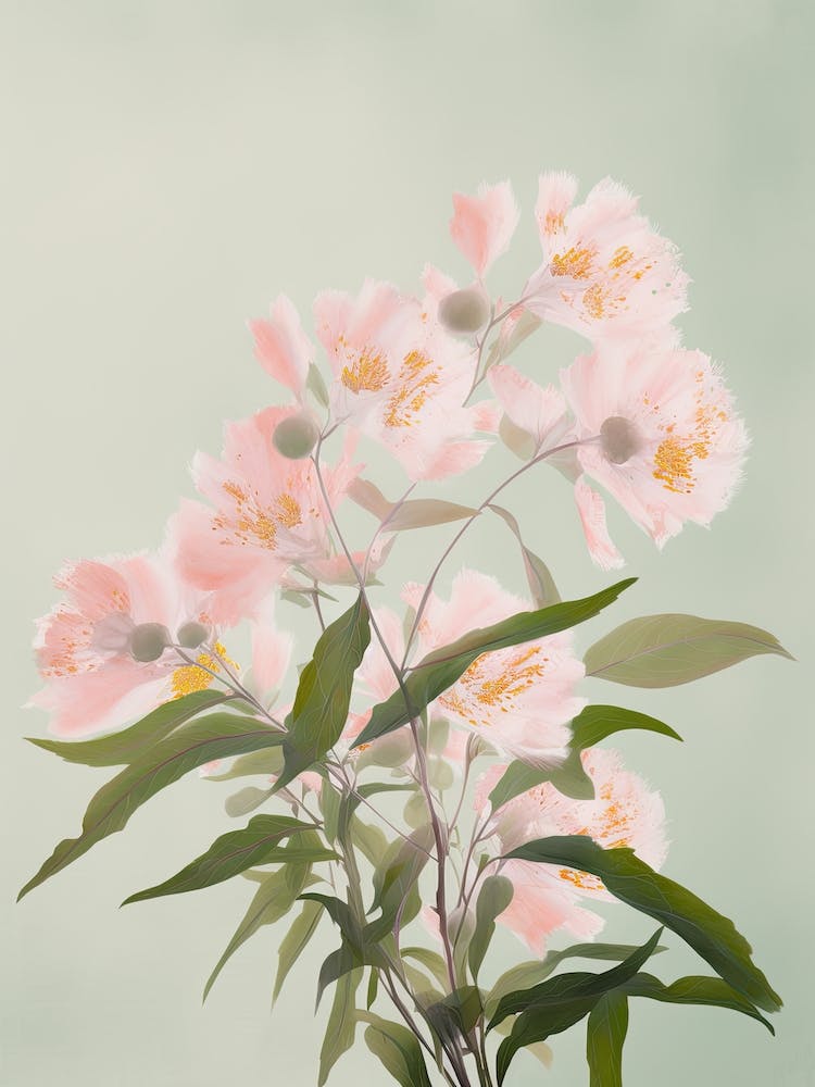 Laurel Flowers Acrylic Painting In Pastel Colours 1