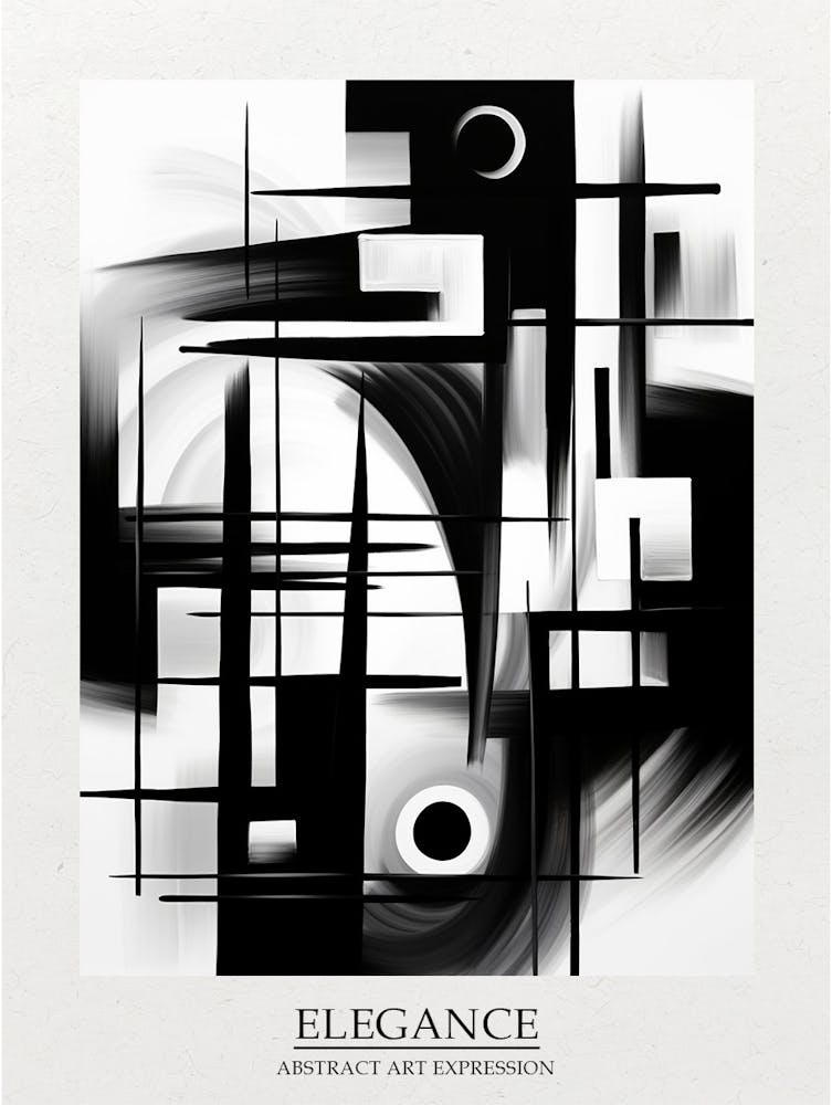 Elegance Abstract Black And White 2 Poster