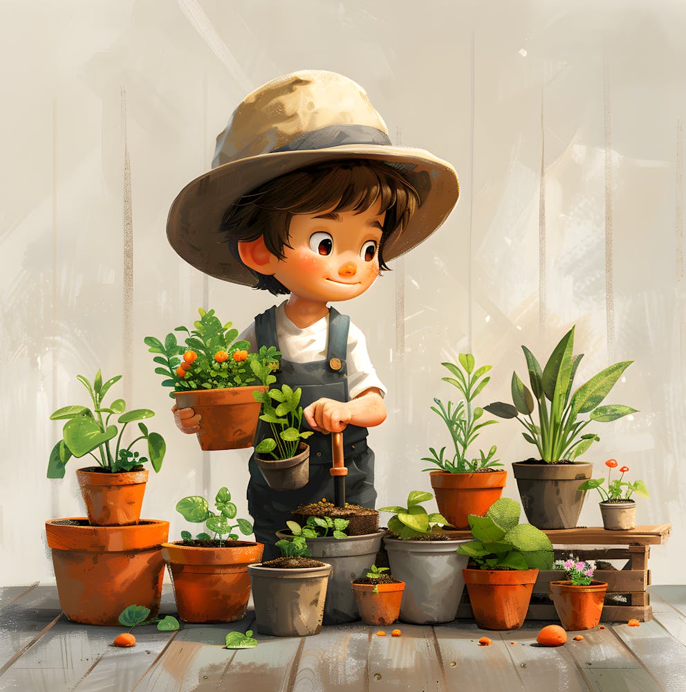Little Boy In The Garden