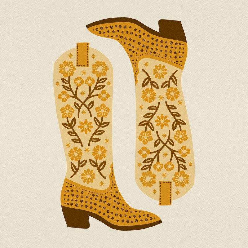 Cowgirl Boots   Yellow Monotone Square
