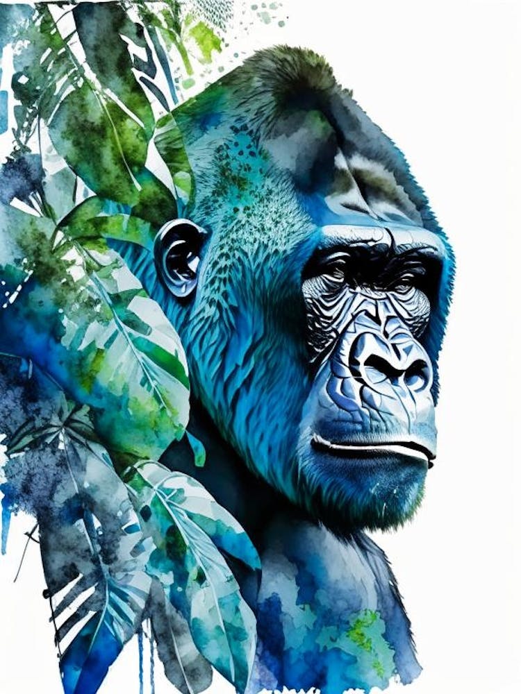 Gorilla In Jungle Gorillas Mosaic Watercolour 1