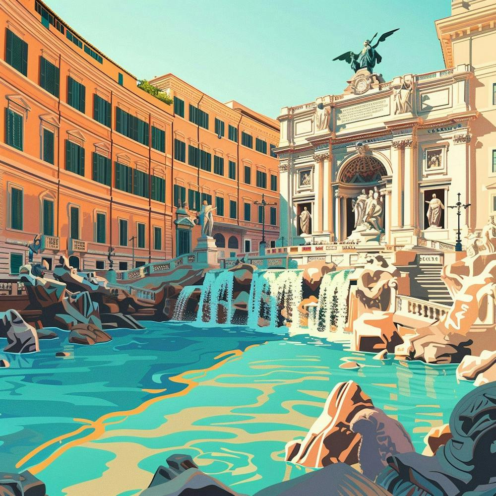 Trevi Fountain Oil Painting Vatican Rome
