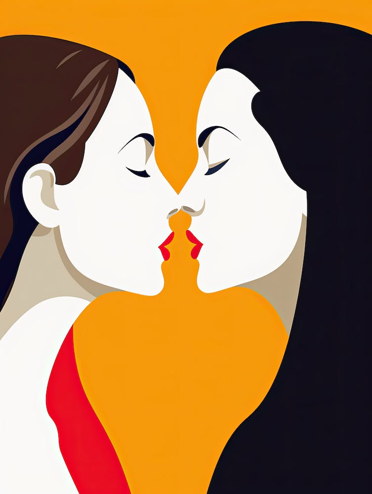 Two Women Kissing, Erotic Art