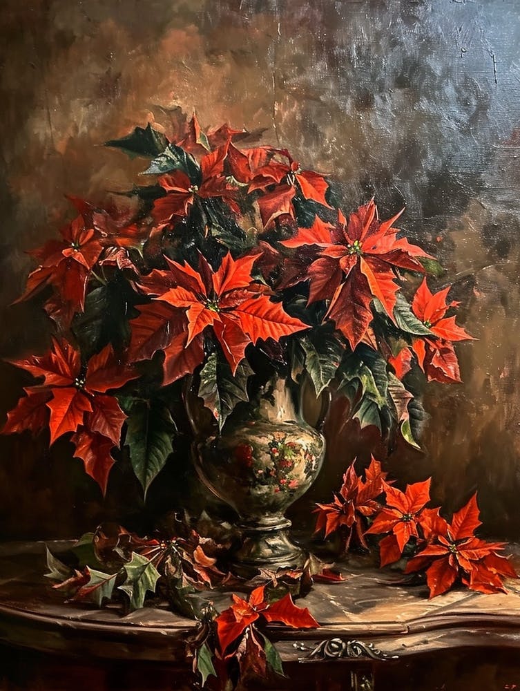 Baroque Floral Still Life Poinsettia 3