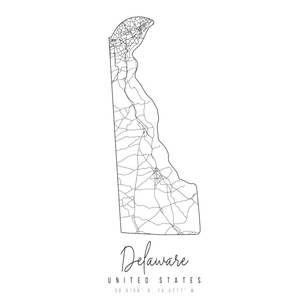 Delaware Minimal Street Map Square