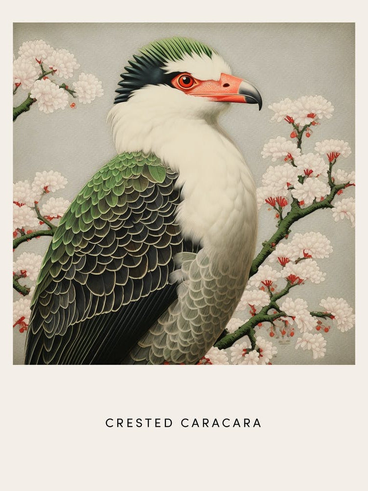 Ohara Koson Inspired Bird Painting Crested Caracara 1 Poster