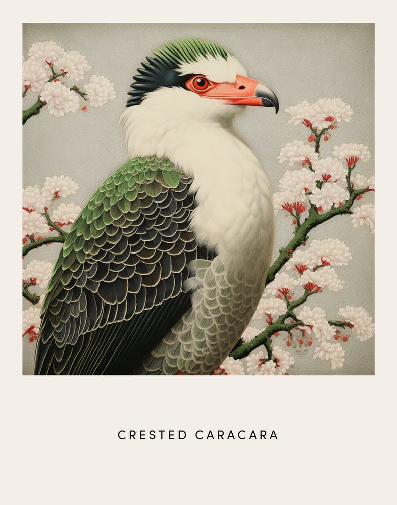 Ohara Koson Inspired Bird Painting Crested Caracara 1 Poster