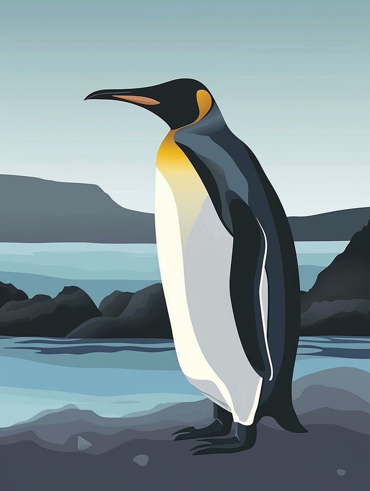 Emperor Penguin Signy Island Minimalist Illustration 4