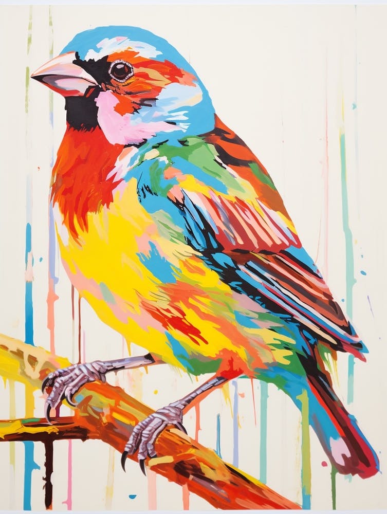 Colourful Bird Painting House Sparrow 1