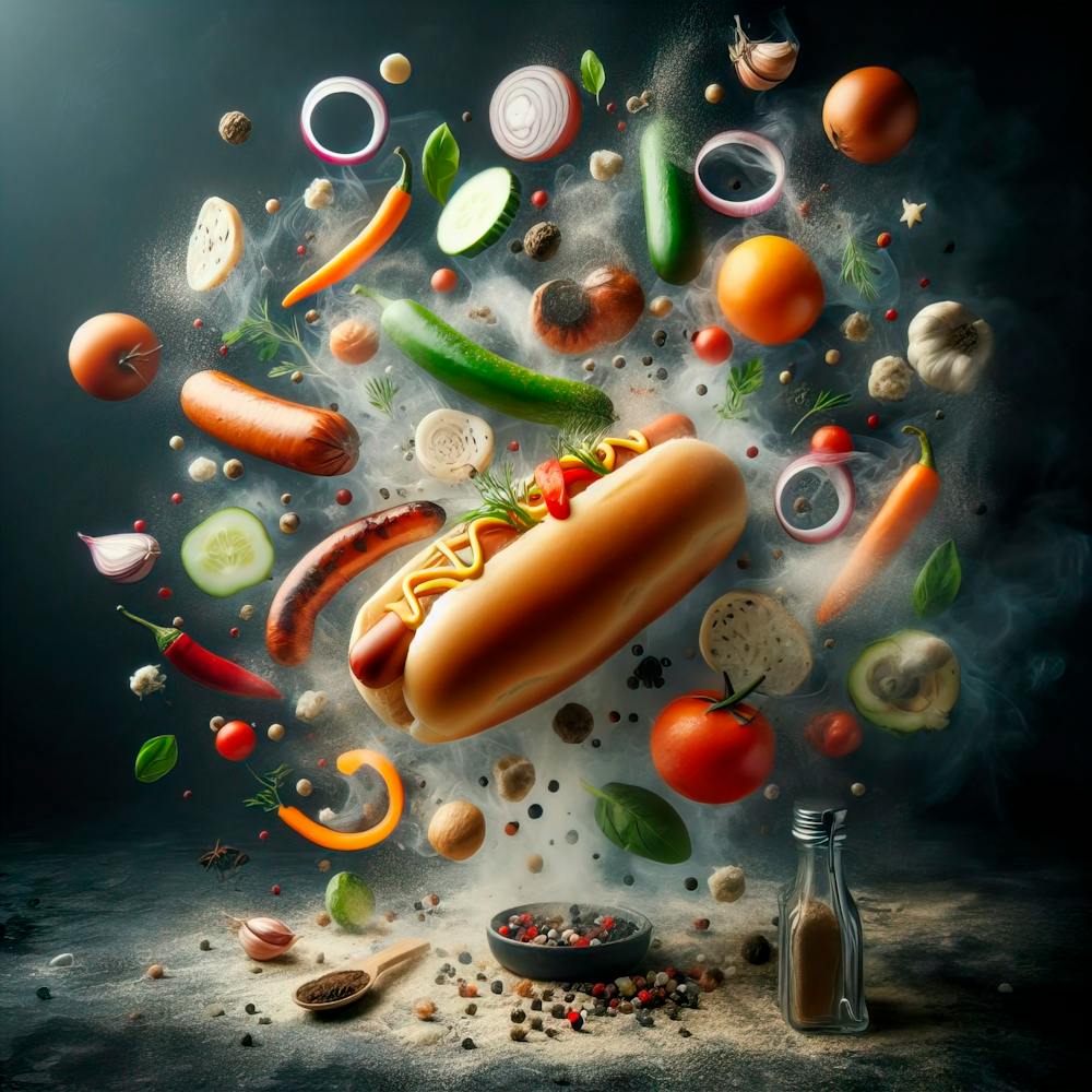 Hot Dog Flying In The Air