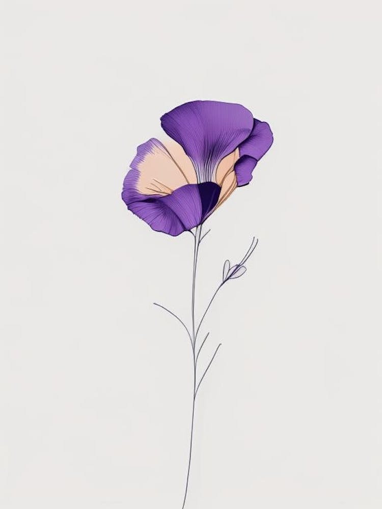 Eustoma - Dessin au Trait Floral Minimaliste 3 - Fleur