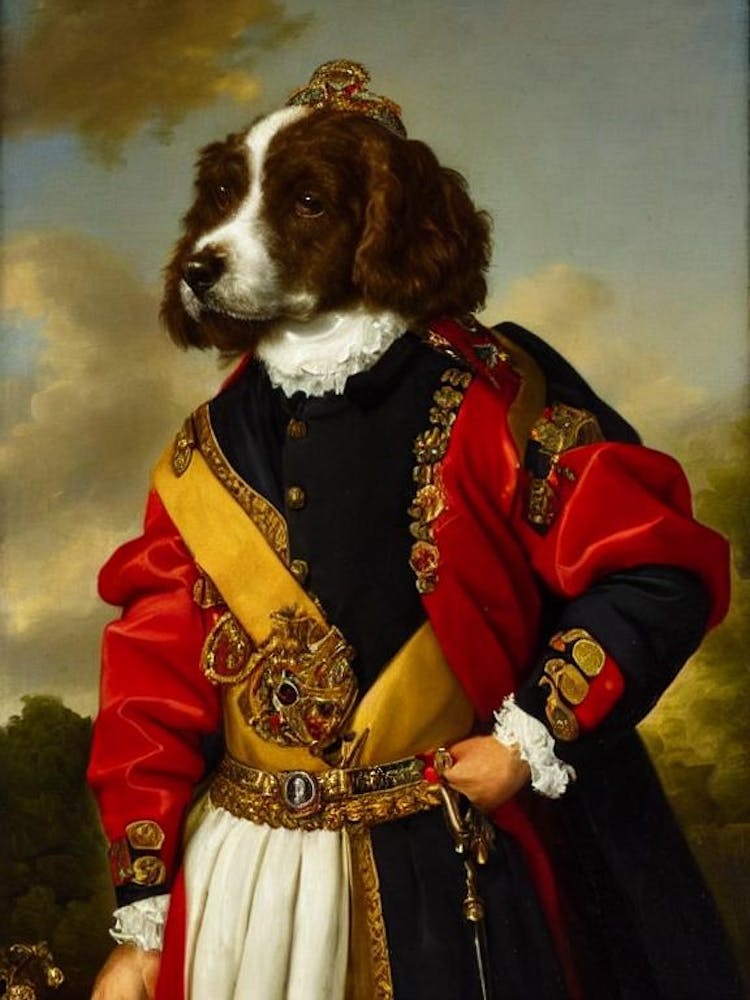 Lagotto Romagnolo Renaissance Portrait Oil Painting