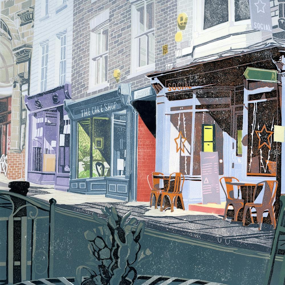 Fossgate Social York Reduction Linocut