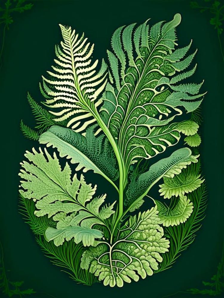 Water Fern Vintage Botanical Poster